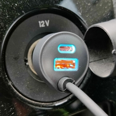 Tẩu Sạc Điện Thoại Ô Tô Xe Hơi LISEN 65W Cao Cấp Kèm Dây Type C, Sạc Nhanh PD, PPS, QC 3.0