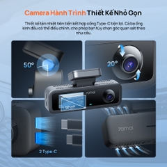 Camera Hành Trình 70mai T400 3 Mắt 2.5K HDR, Ghi Hình Trước Trong Và Sau Xe Cho Xe Taxi Công Nghệ
