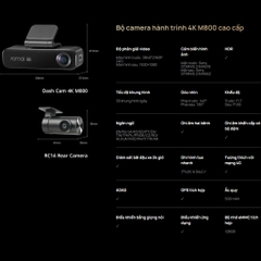 Camera Hành Trình 70mai M800 4K HDR, GPS, Bộ Nhớ eMMC 128GB, Ghi Hình Trước Sau, WIFI 5, Hỗ Trợ ADAS