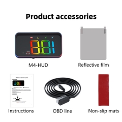 Màn Hình Hiển Thị Tốc Độ HUD M4 (Chuẩn OBD 2) Dùng Cho Hầu Hết Các Dòng Ô Tô Xe Hơi - Phiên Bản 2026