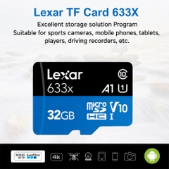 Thẻ Nhớ MicroSD Lexar 633x (32GB/64GB/128GB) Tốc Độ Cao Hỗ Trợ Ghi Hình 4K Cho Camera Hành Trình