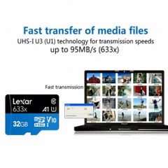Thẻ Nhớ MicroSD Lexar 633x (32GB/64GB/128GB) Tốc Độ Cao Hỗ Trợ Ghi Hình 4K Cho Camera Hành Trình