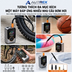 Máy Bơm Lốp Ô Tô Xe Máy Mini Dùng Pin CAO CẤP AUTREX AT-221PRO Tự Động Ngắt Theo Áp Suất Cài Đặt