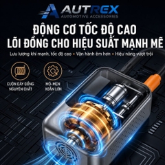 Máy Bơm Lốp Ô Tô Xe Máy Mini Dùng Pin CAO CẤP AUTREX AT-221PRO Tự Động Ngắt Theo Áp Suất Cài Đặt
