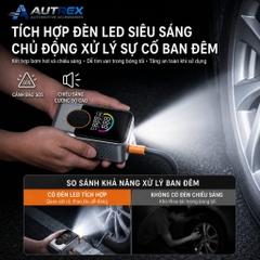 Máy Bơm Lốp Ô Tô Xe Máy Mini Dùng Pin CAO CẤP AUTREX AT-221PRO Tự Động Ngắt Theo Áp Suất Cài Đặt