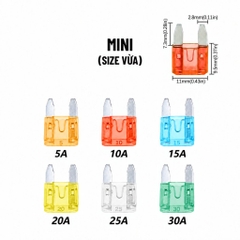 Cầu Chì Ô Tô (combo 10 cái) Tuỳ Chọn Size (Micro, M2, Mini, Standard) và Ampe (5A, 10A, 15A, 20A, 25A, 30A)