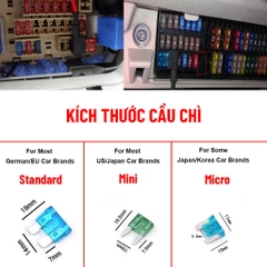 Hộp 120 Cầu Chì Dự Phòng cho Ô Tô, Xe Hơi, Xe Máy, Xe Tải (nhiều kích cỡ)