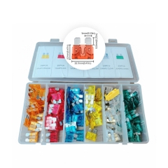 Hộp 120 Cầu Chì Dự Phòng cho Ô Tô, Xe Hơi, Xe Máy, Xe Tải (nhiều kích cỡ)