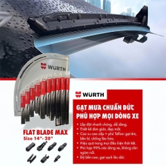 Gạt Mưa Ô Tô WURTH Flat Blade Max Thân Mềm CAO CẤP Hỗ Trợ Thay Ngàm Đa Năng Cho Hầu Hết Dòng Xe Hơi
