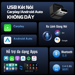 AUTREX M12 - USB Hỗ Trợ Chuyển Đổi Kết Nối Apple Carplay + Android Auto Không Dây Cho Ô Tô Xe Hơi