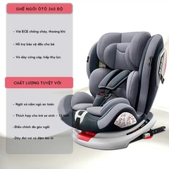 Ghế Ngồi Ô Tô Trẻ Em ISOFIX Children Safety Seat Xoay 360 Độ Cho Bé Sơ Sinh Đến 12 Tuổi