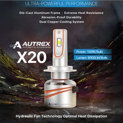 Đèn LED Ô Tô Cao Cấp AUTREX X20 Siêu Sáng Ánh Sáng Trắng 6000K Chân H1 H3 H4 H7 H11 9005 9006 9012