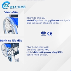 Xe Lăn Khung Thép Mạ Crom Gấp Gọn, Có Phanh Tay - XL-02