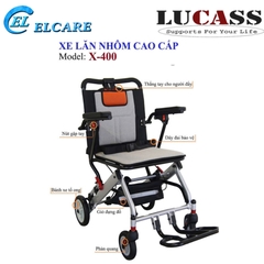 Xe Lăn Du Lịch Cao Cấp Lucass X-400 | Siêu Nhẹ 9kg, Gấp Gọn, Tải Trọng 100kg, Chính Hãng