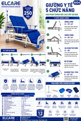 Giường Y Tế 5 Chức Năng ELCARE M04 Chính Hãng, Tải Trọng 250kg