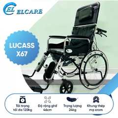 Xe Lăn Đa Năng Lucass X67 Có Bô, Ngả Nằm Khung Sắt Sơn