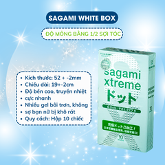 Bao cao su có gai siêu mỏng Sagami White Box tăng cảm giác chân thật, chất lượng cao cấp từ Nhật Bản bảo đảm an toàn giá rẻ