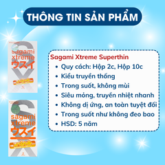 Bao cao su siêu mỏng Xtreme tăng cảm giác chân thật, chất lượng cao cấp từ Nhật Bản, bcs Sagami bảo đảm an toàn giá rẻ