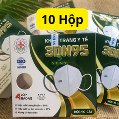 Khẩu trang y tế 4 lớp 3DN95 Khánh An hộp 10 cái khẩu trang trắng chống bụi mịn dành cho người lớn