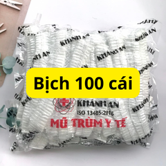 Mũ trùm đầu y tế nón con sâu Khánh An vải không dệt ngăn bụi vi khuẩn tóc rụng bay giữ tóc cố định