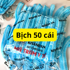 Mũ trùm đầu y tế nón con sâu Khánh An vải không dệt ngăn bụi vi khuẩn tóc rụng bay giữ tóc cố định
