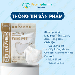 Khẩu trang 6D An Tâm kháng khuẩn người lớn thùng 100 cái