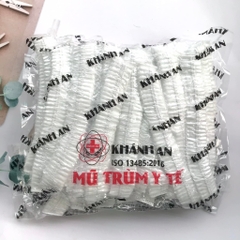 Mũ trùm đầu y tế nón con sâu Khánh An vải không dệt ngăn bụi vi khuẩn tóc rụng bay giữ tóc cố định