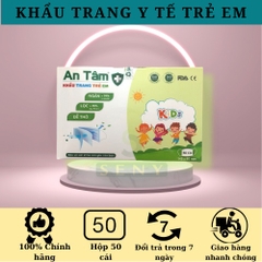 Khẩu trang y tế cho bé An Tâm chống bụi mịn kháng khuẩn hộp 50 tiết cute cho bé từ 5 - 12 tuổi