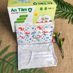 Khẩu trang y tế cho bé An Tâm chống bụi mịn kháng khuẩn hộp 50 tiết cute cho bé từ 5 - 12 tuổi