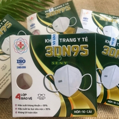 Khẩu trang y tế 4 lớp 3DN95 Khánh An hộp 10 cái khẩu trang trắng chống bụi mịn dành cho người lớn