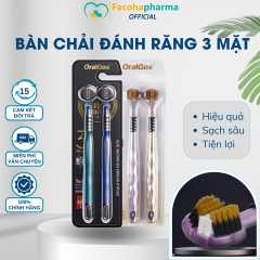Bàn chải đánh răng 3 mặt OralGos lông mềm, an toàn cho nướu (set 2 cái)
