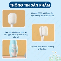 Bàn chải đánh răng cho bé 2 đến 12 tuổi lông siêu mềm, an toàn với nướu nhạy cảm
