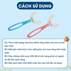 Bàn chải silicon chữ U cho bé từ 6 đến 12 tuổi an toàn, không gây đau lợi - Hồng