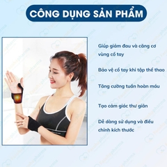 Băng cổ tay phát nhiệt thiết kế Công Thái Học giúp bảo vệ cổ tay, giữ ấm, điều hòa khí huyết