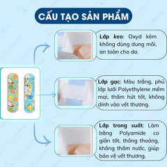 Băng keo cá nhân trong suốt hộp 100 miếng, độ bám dính tốt, trang trí dễ thương