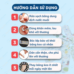 Băng keo cá nhân trong suốt hộp 100 miếng, độ bám dính tốt, trang trí dễ thương