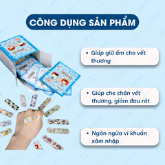 Băng keo cá nhân trong suốt hộp 100 miếng, độ bám dính tốt, trang trí dễ thương