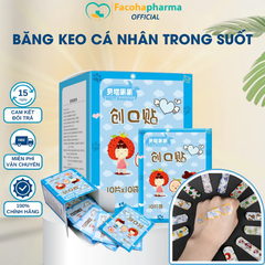 Băng keo cá nhân trong suốt hộp 100 miếng, độ bám dính tốt, trang trí dễ thương
