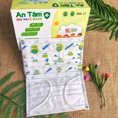 Khẩu trang y tế cho bé An Tâm chống bụi mịn kháng khuẩn hộp 50 tiết cute cho bé từ 5 - 12 tuổi