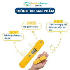 Bộ lấy ráy tai chuyên nghiệp 6 món có túi đựng bằng da mini tiện lợi