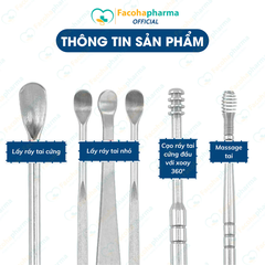Bộ lấy ráy tai chuyên nghiệp 6 món có túi đựng bằng da mini tiện lợi