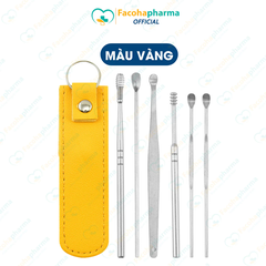 Bộ lấy ráy tai chuyên nghiệp 6 món có túi đựng bằng da mini tiện lợi