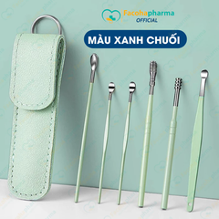 Bộ lấy ráy tai chuyên nghiệp 6 món có túi đựng bằng da mini tiện lợi