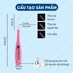 Cây lấy ráy tai có đèn LED cho bé thông minh, chất liệu nhựa dẻo cao cấp an toàn
