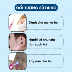 Cây lấy ráy tai có đèn LED cho bé thông minh, chất liệu nhựa dẻo cao cấp an toàn