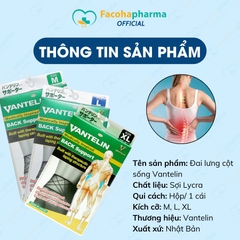 Đai lưng cột sống Vantelin Nhật Bản giúp hạn chế gù lưng, chống đau lưng hiệu quả