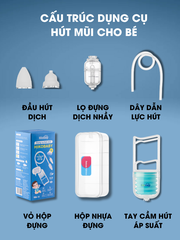 Hút mũi cho bé sơ sinh Hikobaby cầm tay phiên bản mới, chất liệu nhựa nguyên sinh lực hút êm an toàn cho bé