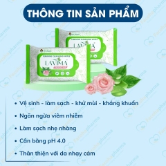 Khăn ướt vệ sinh vùng kín phụ nữ Lavima tiện lợi, an toàn (10 tờ/gói)