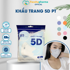 Khẩu trang 5D PT màu đen, trắng, hồng, xanh, xám hàng chính hãng