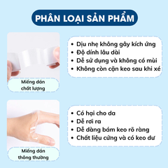 Miếng dán cố định quần áo bằng keo 2 mặt bền bỉ bịch 10 miếng